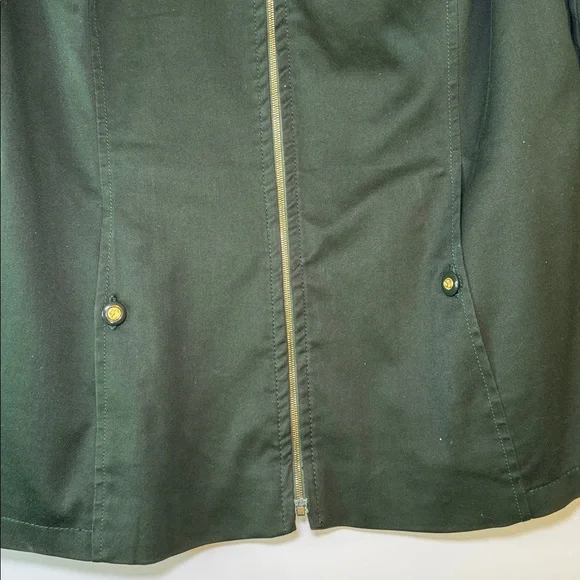 St. John Sport Dark Green Utility Jacket preloved Sz S gold accents 2 pockets - Picture 2 of 8